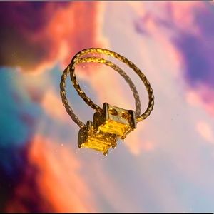 Gold Twisted Ring with Glass Stone